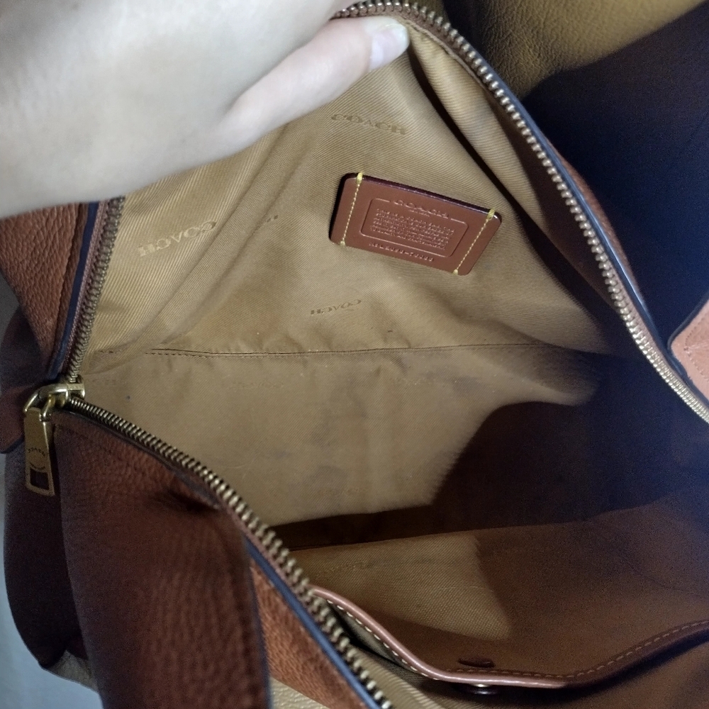 Coach Colorblock Cream, Tan, and Brown Leather Hobo Bag - Picture 11 of 12